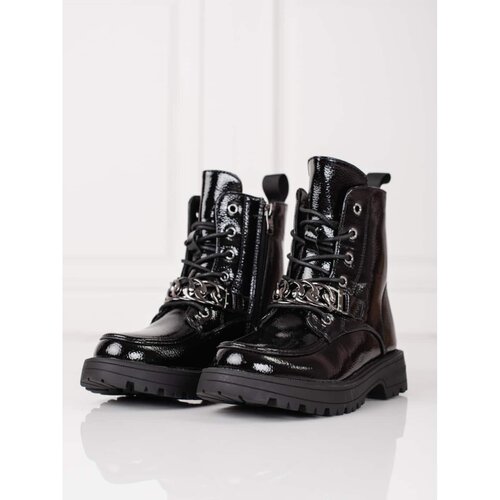 SHELOVET Black lace-up girl ankle boots Shelovet Slike