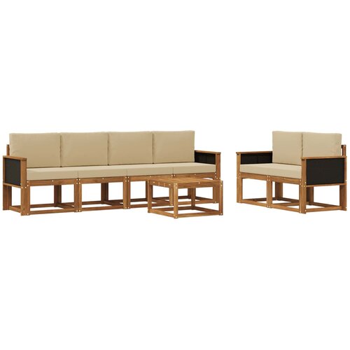 vidaXL Zunanja garnitura za sedenje z blazino 6 pcs Naravna, (5000279936) Cene
