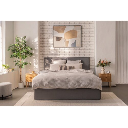 Bonami Selection Sivi tapecirani bračni krevet s podnicom i prostorom za odlaganje 180x200 cm Thessa Bold &amp;ndash; Slike