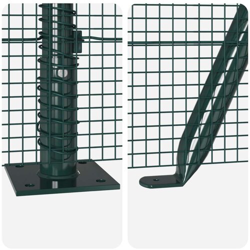 VidaXL Zavarena žičana ograda s 13 flanged postovima Zelena 1,2x50 m Čelik Slike