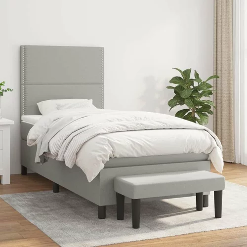  Box spring postelja z vzmetnico svetlo siv 100x200 cm blago, (20846693)
