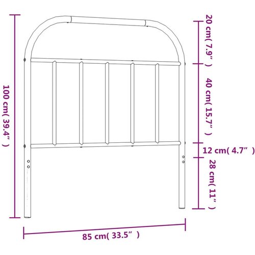  Metalno uzglavlje crno 80 cm Slike
