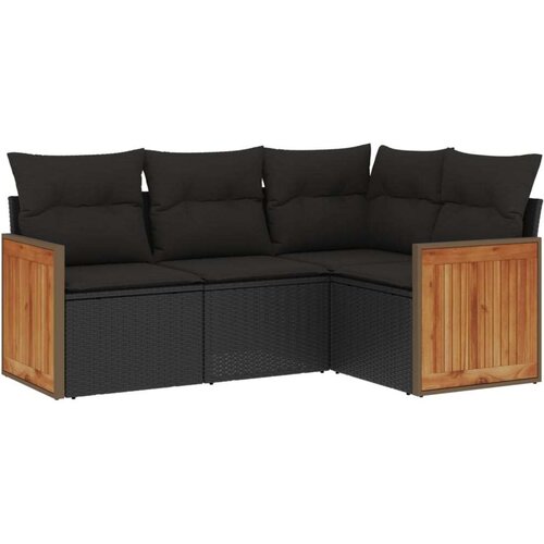 vidaXL 4-dijelni set vrtnih sofa od poliratana s jastucima crni Cijene