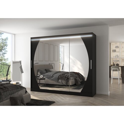 ADRK Klizni ormar s ogledalom CAMBE 250 cm - CRNA Cene