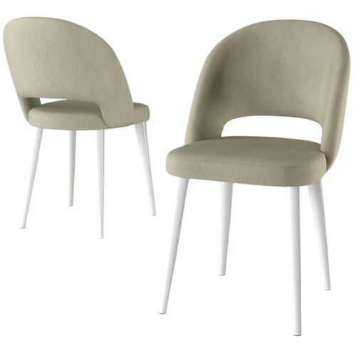 Hanah home set trpezarijskih stolica Pane 4 kom, krem tkanina Babyface, bele metalne noge Cene