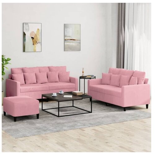 vidaXL 3-dijelni set sofa s jastucima ružičasti baršunasti Cijene