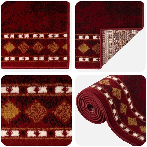  Trkački tepih FLORNES Tkani Crvena Dijamanti 100 x 350 cm PP - Crveni dijamanti 100 x 350 cm Slike