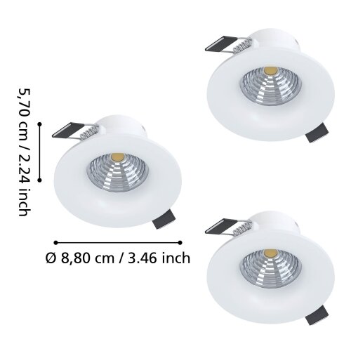 Eglo 902277-SET 3xLED prigu&amp;scaron;iva stropna svetiljka saliceto LED/4,8W/230V preč.8,8cm bela Slike