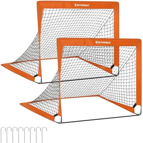 Songmics Nogometni gol komplet 2 kosa 90x120x90 cm oranžen, (5000249472) Cene