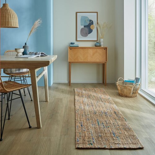 Flair Rugs Ročno tkan tekač iz jute v naravni in modri barvi 60x230 cm Jute Boucle Blue &amp;ndash; Slike