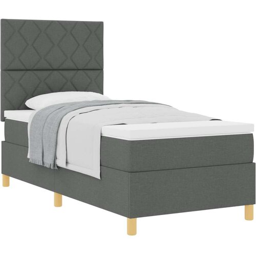 VidaXL krevet s uzglavljem i madracem tamno sivi 100x200 cm tkanina Slike