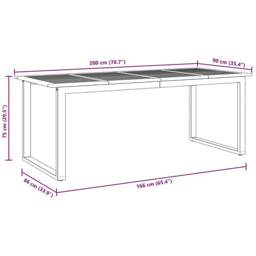  Vanjski blagovaonski stol sivi 200x90x75 cm čelični i solidno drvo akacija Slike