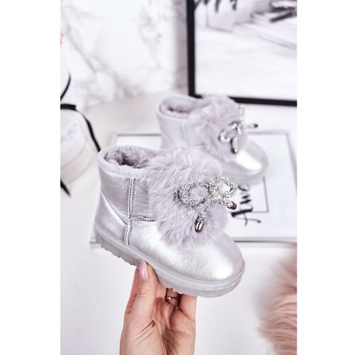 Kesi Children's Snow Boots Insulated With Fur Silver Aurora Slike