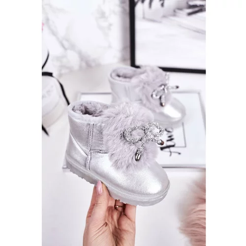 Kesi Children's Snow Boots Insulated With Fur Silver Aurora