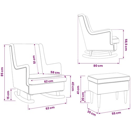  Fotelja s footstoolom 2 kom. Krem Boucl&amp;eacute; 60 x 79 x 87,5 cm Slike