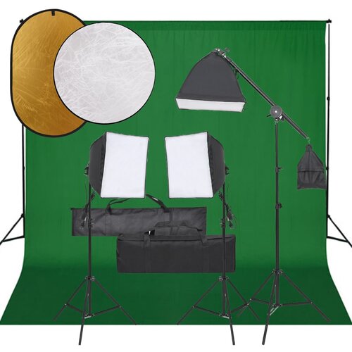 vidaXL komplet za foto studio z lučmi, ozadjem in odbojnikom Cene
