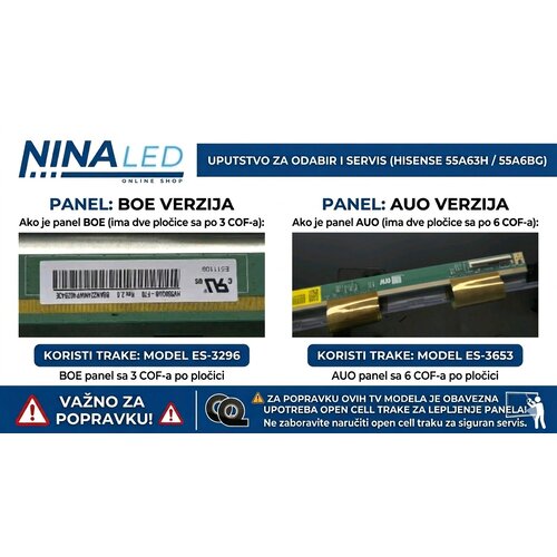 Eastern Star ES-3296 &ndash; HISENSE 55A6G LED TRAKE VER 1 BOE PANEL 4x10 DIODA Cene