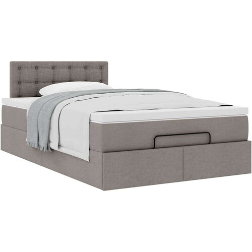VidaXL otomanski okvir kreveta s madraca smeđesivi 120x190 cm tkanine Slike