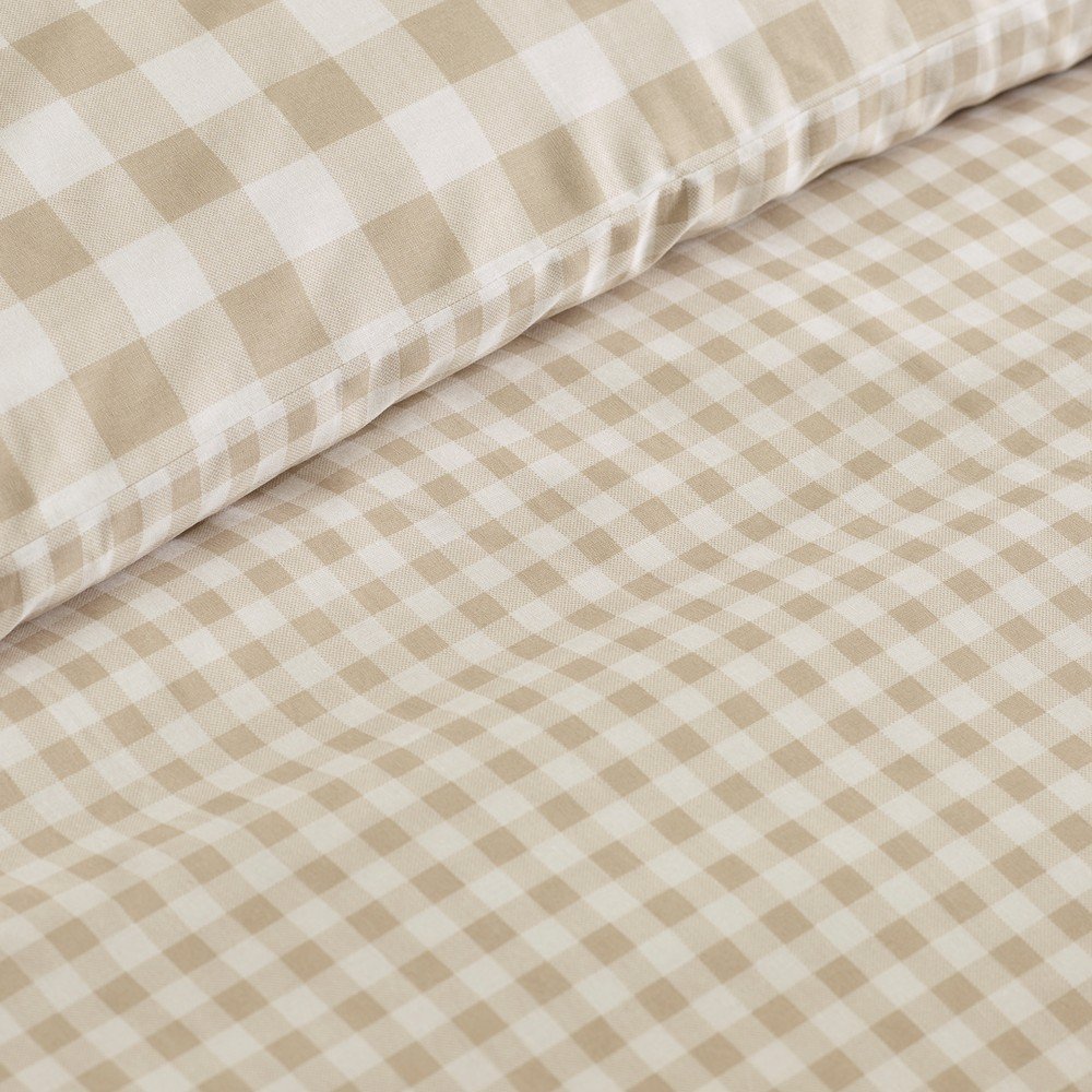 Catherine Lansfield Bež posteljina za krevet za jednu osobu 135x200 cm Bamford Gingham Check &amp;ndash; Slike
