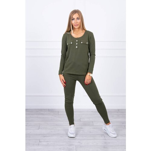 Kesi Set with a khaki-coloured press stud neckline Cijene