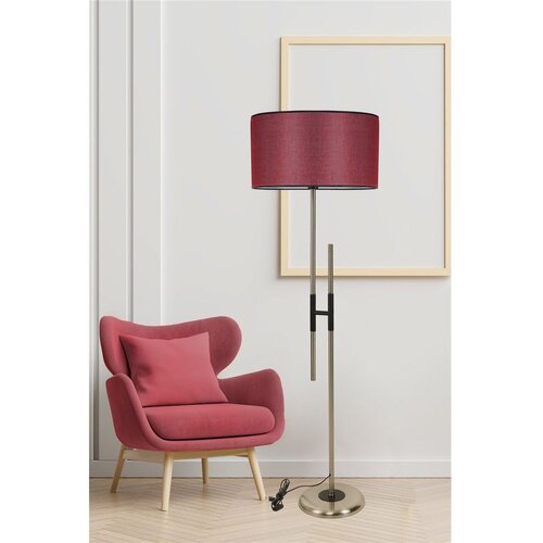 Opviq Felix Mat Krom Lambader Silindir Hasır Bordo Abajurlu Claret Red Floor Lamp Cene