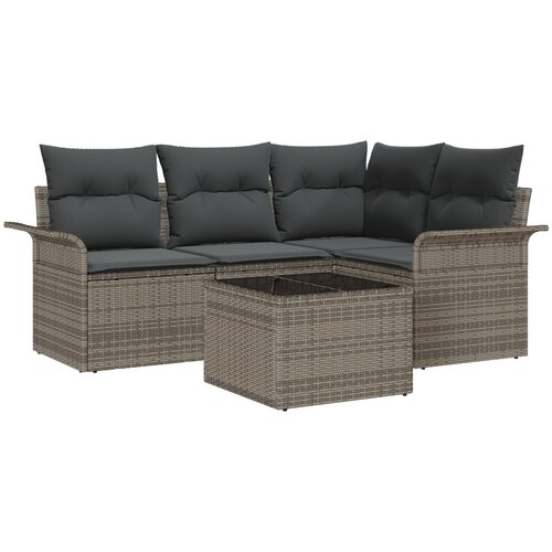vidaXL set od 4 dijela vrtnih sofa s jastučićima crni poli ratan, 2-sjedalna vrtna sofa s pohranom i jastučićima sivi poli ratan Cijene