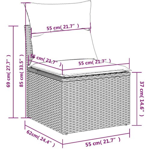 vidaXL 7-dijelni set vrtnih sofa od poliratana s jastucima crni Cijene