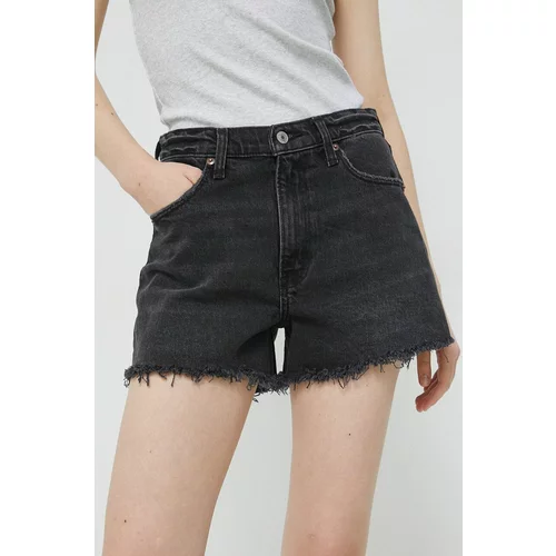 Abercrombie & Fitch Kratke hlače za žene, boja: crna, glatki materijal, visoki struk