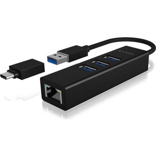 Raidsonic ICY BOX IB-HUB1419-LAN USB 3.2 Gen 1 (3.1 Gen 1) Type-A Black Slike