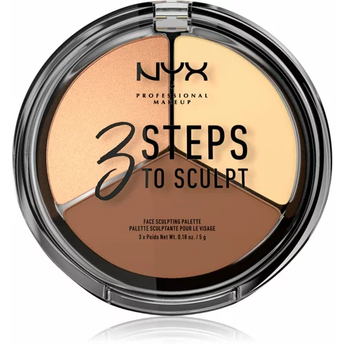 NYX Professional Makeup 3 Steps To Sculpt paleta za konturiranje nijansa 02 Light 15 g