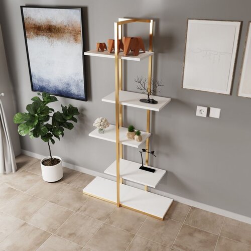 Hanah home modern ruzgar L717 white gold multi purpose shelf Cene
