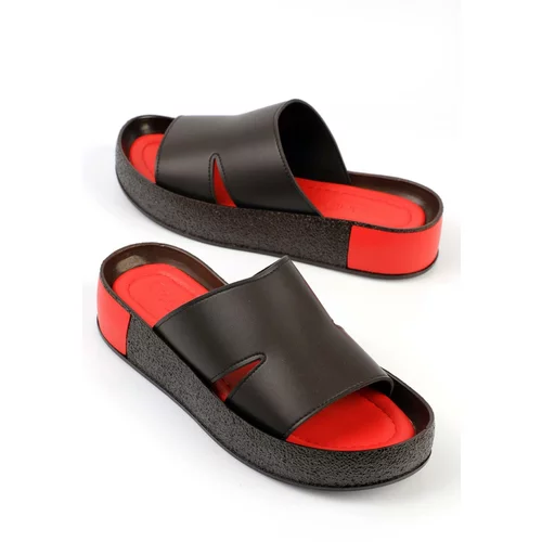 Capone Outfitters Capone Low-Collecture Single Strap with Colorful Detailed Wedge Heel Women's Slippers.