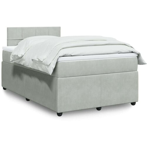 VidaXL Krevet s oprugama i madracem svjetlosivi 120x190 cm bar&amp;scaron;unasti Slike