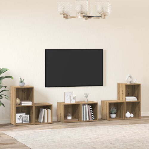 vidaXL Set TV stalka s policom s pohranom 6 pcs Konstruirano drvo Cijene