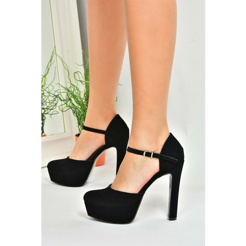 Fox Shoes black nubuck platform thick high heels women's shoes Cene