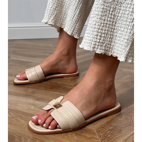 Gemre Beige women's flip-flops with decoration on the strap Lavender Cijene