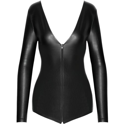 Noir Handmade bodi dugih rukava od sjajnog materijala (crni) - M Slike