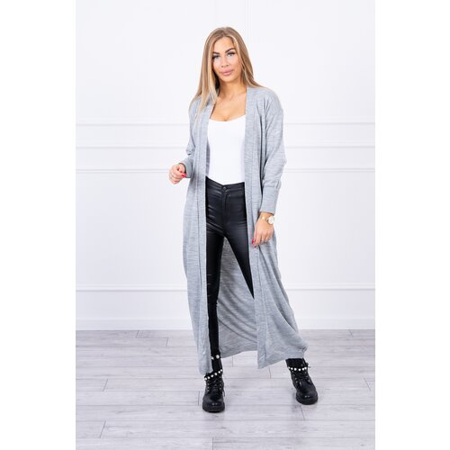 Kesi Long cardigan sweater tied at the waist gray Cene