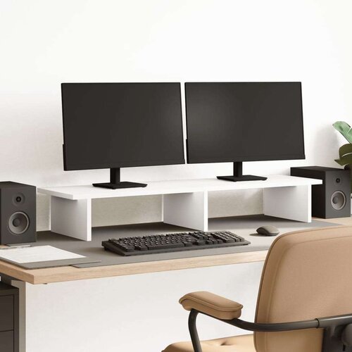  Stalak za monitor bijeli 100 x 27 x 15 cm od konstruiranog drva Cijene