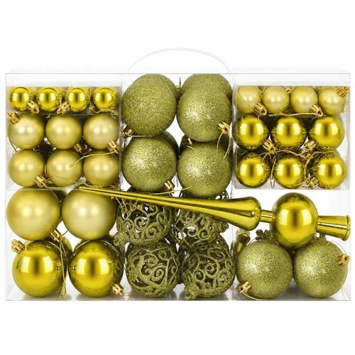  Set božićnih kuglica 111 kom. Svijetlo zelena 6 cm Polistiren - Svijetlo zelena Slike