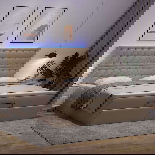 vidaXL Otomanski posteljni okvir z vzmetnicami kapučino 200x200 cm, (21609513) Cene