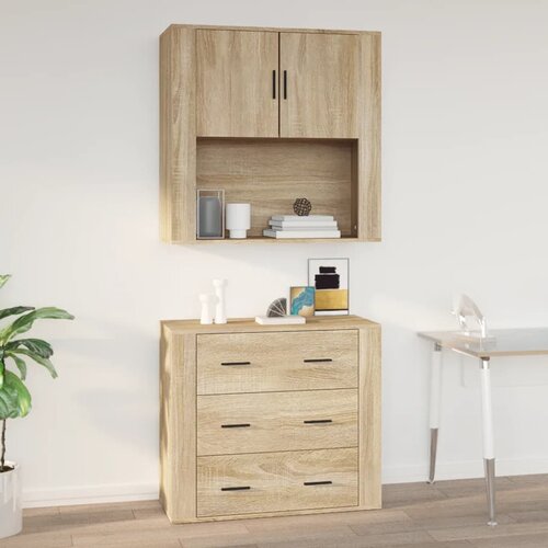 The Living Store Stenska omarica sonoma hrast 80x33x80 cm inženirski les - Stenska Omarica, (21436061) Slike