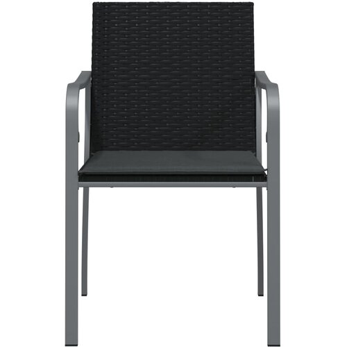  Vrtne stolice s jastucima 2 kom crne 56x59x84 cm od poliratana Slike