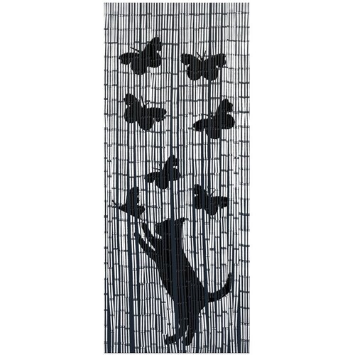 Maximex Crno-siva zavjesa za vrata od bambusa 200x90 cm Cat and Butterfly - Cijene