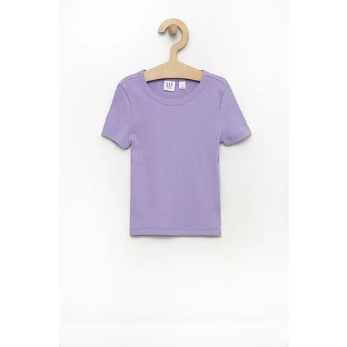 GAP Otroška bombažna kratka majica vijolična barva