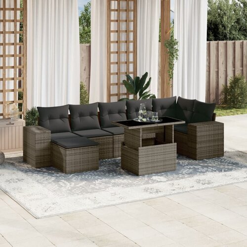 vidaXL 8-dijelni set vrtnih sofa od poliratana s jastucima sivi Cijene