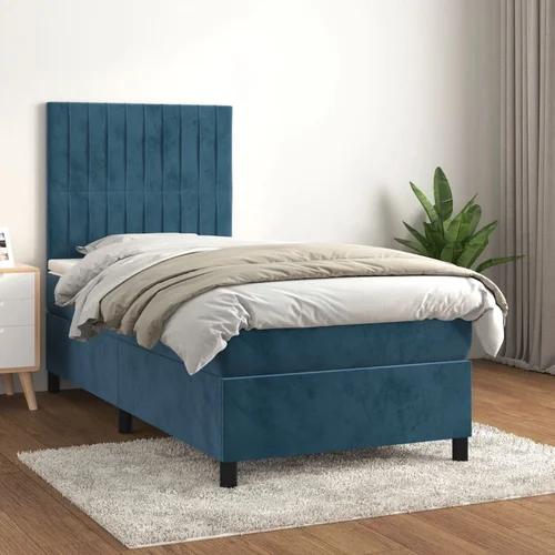 vidaXL Box spring krevet s madracem tamnoplavi 90x190 cm baršunasti