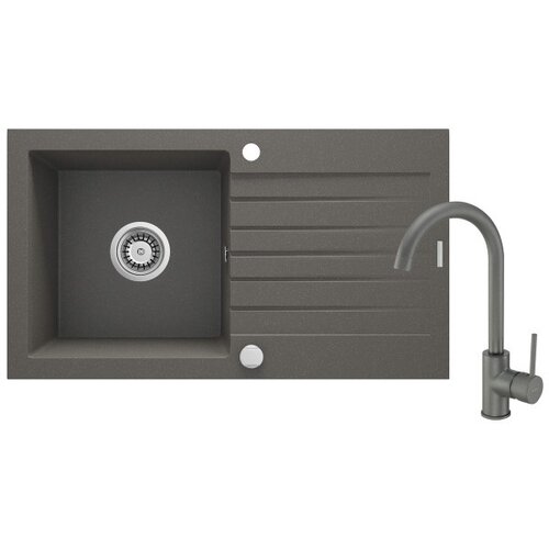 Deante set granitnega korita in armature Zorba ZQZVT113, antracit Slike