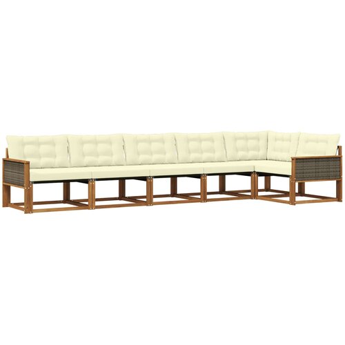  Set vanjskih sofa 6 kom. Prirodna i krem Smeđa 402 x 164,5 x 73 cm Slike