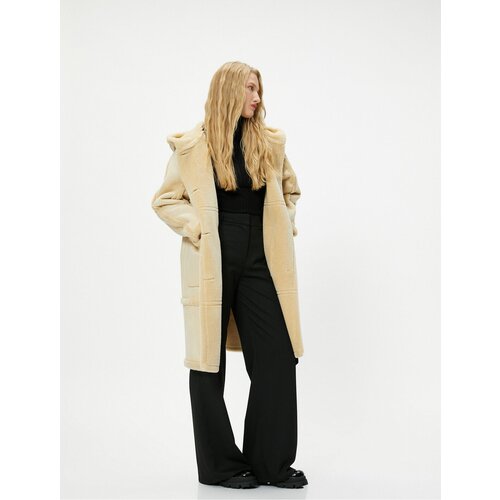 Koton Long Coat with Faux Für Detail on the Inside and Collar, Hooded, Pockets, Buttons Slike